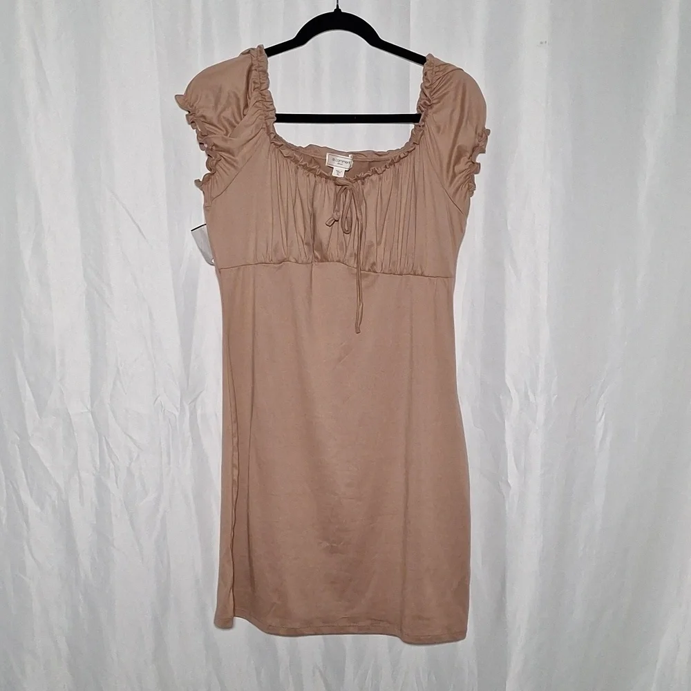 Brand New No Comment Bodycon Dress Size XL Tan Cream Brown